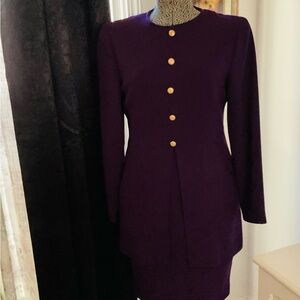 Evan Picone Purple Dress with Gold Buttons